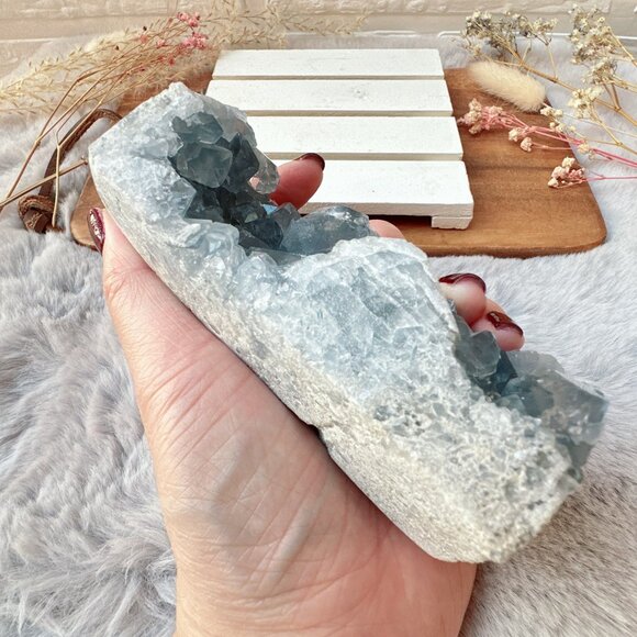 Beautiful Large Celestite Raw Crystal Cluster Tower - Picture 7 of 10